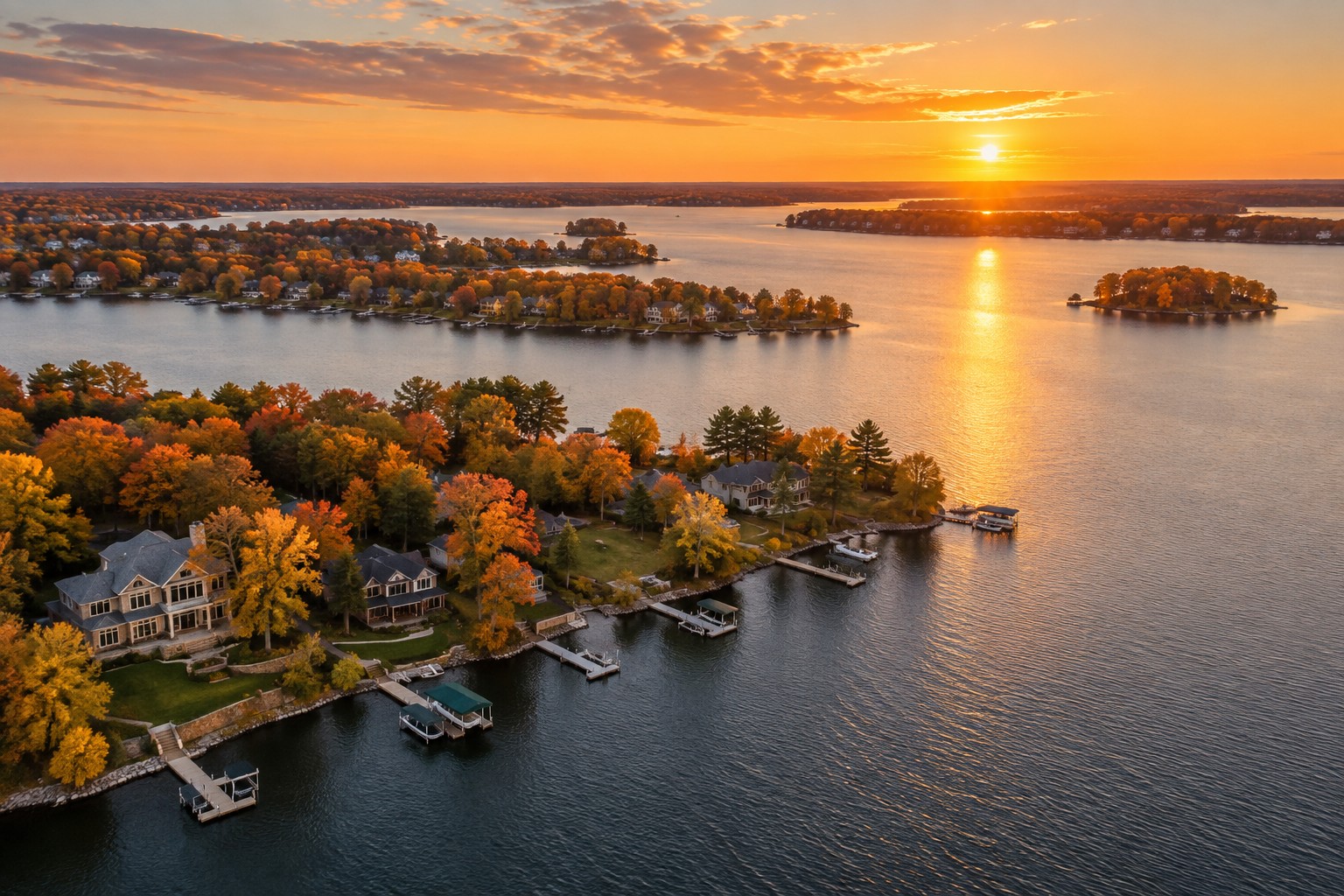A Lake Minnetonka landscape at golden hour